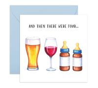 Divertida tarjeta de felicitación para recién nacido, con texto en inglés "And Then There Were Four", tarjeta de felicitación para nuevos padres, regalos de llegada del bebé para mamá y papá, amigo