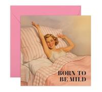 Divertida tarjeta de felicitación retro - Tarjeta de humor vintage "Born to Be Mild" para amigos, ella, esposa, novia, prometida, pareja, hermana, mejor amiga, mejor amiga, colegas, vecinos, niñas