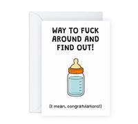 Divertida tarjeta de felicitaciones - "Way to F*ck Around and Find Out!" - Tarjeta para nuevos padres, mamá, papá - Felicitaciones divertidas para amigos, mejor amiga, mejor amiga, ella, él - Botella