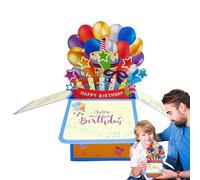 Divertida tarjeta de feliz cumpleaños, tarjeta de felicitación LED emergente 3D con vela de luz soplable, luces intermitentes coloridas, canto estéreo, tarjetas de celebración plegables hechas a mano