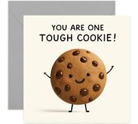 Divertida tarjeta de pensamiento en ti para niño, niña, hombre y mujer, linda galleta resistente, operación enferma, accidente de cirugía hospitalaria, cuadrada, interior en blanco con sobre de alta