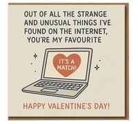 Divertida tarjeta de San Valentín con texto en inglés "You're My Favourite Internet Find - It's a Match Laptop Design - Bonita tarjeta para novio, novia, marido o esposa