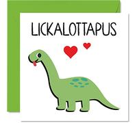 Divertida tarjeta de San Valentín gay para novia, dinosaurio Lickalottapus, regalos de cumpleaños lesbianas para novia, lindos regalos de novia gay LGBT, tarjeta de aniversario lesbiana, tarjetas de
