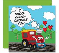 Divertida tarjeta de San Valentín para marido, esposa, novio, novia - Choo Choo Choose - Tarjeta de aniversario de broma para mujeres, hombres, ella, él, 145 mm x 145 mm, tarjetas de felicitación para