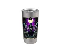 Divertida tarjeta de tarot sentadillas gimnasio ocultismo entrenamiento fitness Vaso térmico de acero inoxidable de doble pared