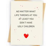 Divertida tarjeta del día de la madre para mamá, tarjeta del día de la madre, tarjeta de cumpleaños para mamá, tarjeta de cumpleaños para mamá, al menos no tienes niños feos