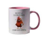 Divertida taza de café con diseño de gallo, Here We Fu*King Go Again I Mean Good Morning, taza de café de cerámica novedosa, taza de humor para mamá, hermana, amigos, compañeros de trabajo, taza de