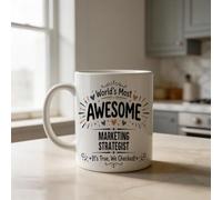 Divertida taza de café con estratega de marketing, la idea más impresionante del mundo para estratega de marketing, taza de humor para hombres, mujeres, mamá, papá, cumpleaños, Navidad, regalos de