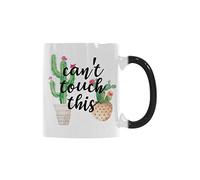 Divertida taza de café con texto en inglés "Can't Touch This Cactus Succulent, 325 ml, sensible al calor, cambia de color, gran taza de cactus para oficina, hogar, jefe, padres, compañeros de trabajo