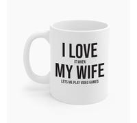 Divertida taza de café con texto en inglés "I Love It When My Wife Lets Me Play Video Gamer Gamer Gamer" de 325 ml, taza de cerámica novedosa, H01