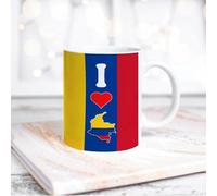 Divertida taza de café de cerámica blanca con texto en inglés "I Love My Country", de 325 ml, con la bandera de Colombia, taza de café, té, leche, jugo, regalo novedoso para familiares y amigos