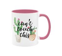 Divertida taza de café de cerámica de 325 ml, regalo para no tocar este gráfico de cactus, 1 paquete, novedosa taza de cumpleaños, Navidad, ideas de regalo para él y ella, mango rosa e interior