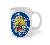 Divertida taza de café de Ecuador, bandera de acuarela, viajes, deportes, tazas de cerámica suave, regalos para mujeres, adultos, abuelo, primo, 325 ml, blanco