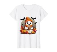 Divertida Taza de café Fantasma para Beber Halloween Ghost Coffee Lover Camiseta gráfica económica, Mujer, Blanco, L