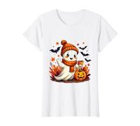 Divertida Taza de café Fantasma para Beber Halloween Ghost Coffee Lover Camiseta gráfica económica, Mujer, Blanco, M