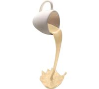 Divertida taza de café flotante que se derrama con salpicaduras mágicas, decoración artística para decoración del hogar (crema)