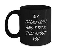 Divertida taza de café negra para amantes de los perros dálmatas, regalos de amigos para hombres y mujeres