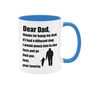 Divertida taza de café novedosa, Dear Dad Thanks For Being My Dad, taza de café para el día del padre, taza de regalo de cumpleaños de hija, hijo, niños, para el día del padre, taza de café de