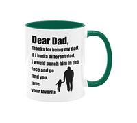 Divertida taza de café novedosa, Dear Dad Thanks For Being My Dad, taza de café para el día del padre, taza de regalo de cumpleaños de hija, hijo, niños, para el día del padre, taza de café de