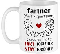 Divertida taza de café para el día de San Valentín, taza de pareja regalo para ella, regalo para él, taza Fartner, tazas de cerámica, tazas con asa, se puede calentar, tazas impresas en colores
