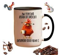 Divertida taza de café sarcástica con texto en inglés "Here We Fcking Go Again, I Mean Good Morning", divertida taza de café sarcástica para mamá, hermana, mejor amiga, compañeros de trabajo (negro)
