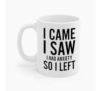 Divertida taza de café sarcástica con texto en inglés "I Came I Saw I Had Anxiety So I Left Sarcastic", taza de café divertida de 325 ml, taza de cerámica J05