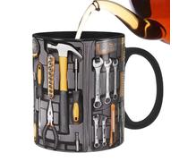 Divertida taza de café, taza de té de cerámica negra, diseño de caja de herramientas mecánica, taza multiusos para bebidas, sopa, cerveza, whisky, vino, , agua, construcción resistente para uso