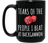 Divertida taza de café, Tears of The People I Beat at Backgammon, taza de café de cerámica negra de 15 onzas, regalo novedoso (11 onzas) (11 onzas)