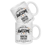 Divertida taza de estratega de marketing de 11 onzas, taza de café digital con refranes sarcásticos humorísticos, estantería de cerámica blanca, regalos de broma para gerente de marketing, compañero