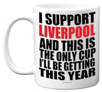 Divertida taza de fútbol de regalo para los fanáticos del Liverpool - Taza Footy Only - Taza de broma de Navidad, cumpleaños, regalos para hijo, papá, hermano, tío, colega, amigo, primo, primo, taza