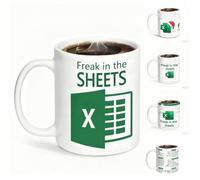 Divertida Taza de Oficina | Freak in The Sheets | Edición Navideña de Excel con Diseño de Sombrero de Papá Noel | Taza de Novedad para el Trabajo | Regalo para Empleados de Oficina, Regalos Navideños