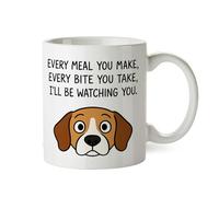 Divertida taza de perro Beagle - "Every Meal You Make, I'll Be Watching You" - Linda para los amantes de los perros, dueños y padres de mascotas - Taza de café de cerámica de 11 onzas