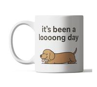 Divertida taza de perro salchicha - Taza de café con diseño de perro salchicha "It's Been a Loooong Day" - Bonito regalo de perro salchicha para amantes y dueños de perros