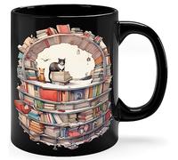 Divertida taza para estantería, taza de gato, taza de bibliotecario, amantes de los libros y amantes de los gatos, taza de libros y amantes de los gatos, taza de gusano de biblioteca, regalo para los