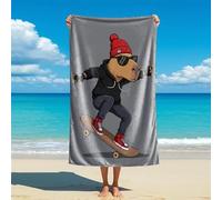 Divertida toalla de playa Capybara Life, microfibra con estampado animal, secado rápido, libre de arena, para niños y niñas, vacaciones de verano (estilo 5,160 cm x 80 cm)
