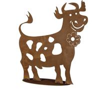 Divertida Vaca 60CM Alto Metal Con Patina Decoración Jardín Óxido Natural Braun
