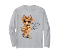 Divertida Vaca de Las Tierras Altas Amante del café Leopardo impresión Linda mañana Manga Larga