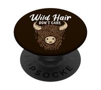 Divertida Vaca Escocesa de Las Highlands de Wild Hair Don't Care PopSockets PopGrip Adhesivo