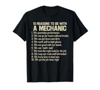 Divertidas 10 Razones para Estar con un mecánico Diciendo Broma Camiseta
