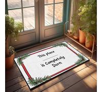 Divertidas alfombras para puerta delantera, marco de Navidad: "This Place Is Completely Dorn", felpudo de cocina divertido (65 x 90 cm)