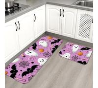 Divertidas alfombrillas de cocina para piso, fantasmas y arañas, suaves, acolchadas, cómodas, lavables, antideslizantes, para fregaderos de cocina, lavadero, baño, 2 unidades