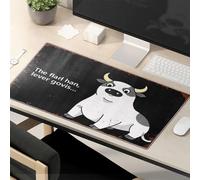 Divertidas alfombrillas de ratón con diseño de vaca de dibujos animados con texto que dice The Flarl Han, Lever Govis, alfombrilla de mouse motivacional Kawaii accesorios de escritorio