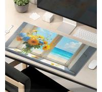 Divertidas alfombrillas de ratón para el trabajo, Beachside Serenity: Flowers By The Sea Mouse Pad Funny Work Funny Mouse Pads para escritorio