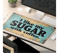 Divertidas alfombrillas de ratón para el trabajo con texto en inglés "I Like My Sugar With Coffee", alfombrilla de escritorio grande y divertida