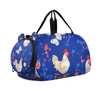 Divertidas bolsas de deporte ligeras con compartimento para zapatos, diseño de pollo, color azul real, para práctica escolar, deportes, viajes