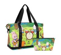 Divertidas bolsas de lona personalizadas para conciertos musicales, para fin de semana, con correa ajustable para deportes, multifuncionales, Divertido animal de concierto de música personalizada, 1