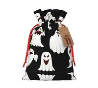 Divertidas bolsas de regalo de Navidad con estampado de fantasmas blancos, bolsas de regalo de arpillera de lino, para fiestas de Navidad, dulces