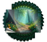 Divertidas calcomanías de parachoques para adultos, camino mágico del bosque con luces brillantes, 10 calcomanías para autos, señales, cuevas para hombres (8 x 12 cm)