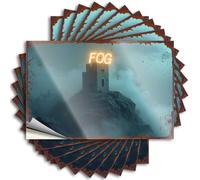 Divertidas calcomanías de parachoques para adultos, letrero de neón, torre de niebla: una escena nocturna mística, 10 calcomanías divertidas para decoración de coche (6 x 9 cm)