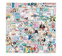 Divertidas calcomanías médicas, 100 calcomanías de trabajo, decoración de vinilo duradero para cuaderno, guitarra, maleta, , uso diario para compañeros de trabajo, estudiantes, mujeres